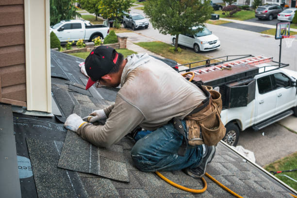 Professional Gutter Repair And Installation technician working in Eastlake Weir, FL